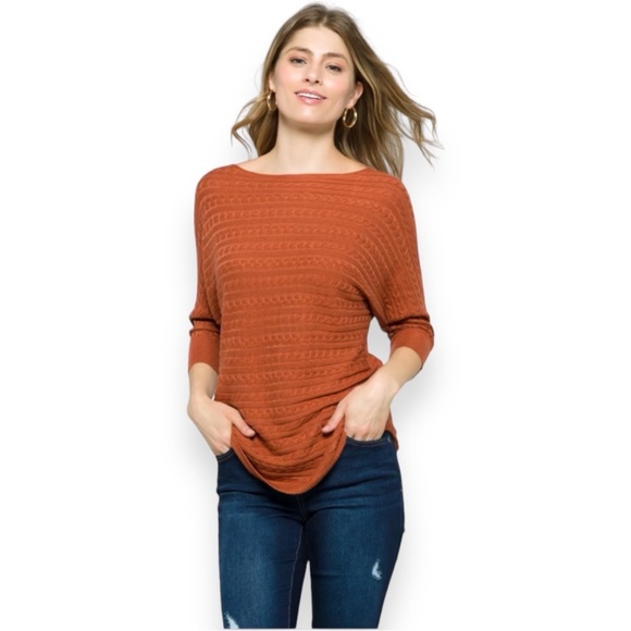 Market & Spruce Cable Knit Dolman Sweater - Picture 1 of 13